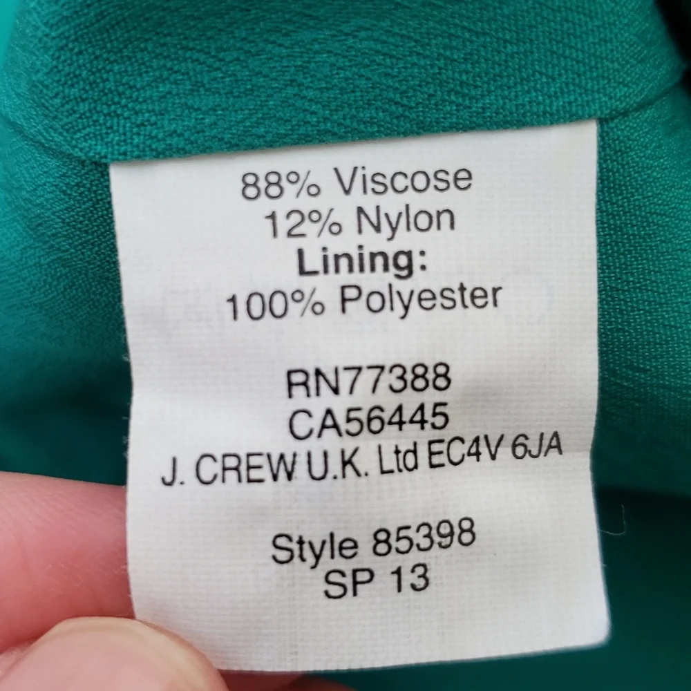 J Crew Crinkle City Teal Blue-Green Elastic Waist Mini Skirt, Size 00